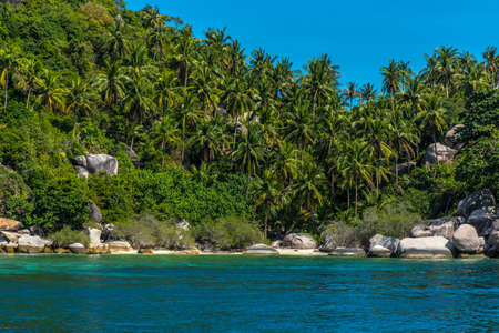 Koh Tao Island beautiful stones and wild beach, Thailand