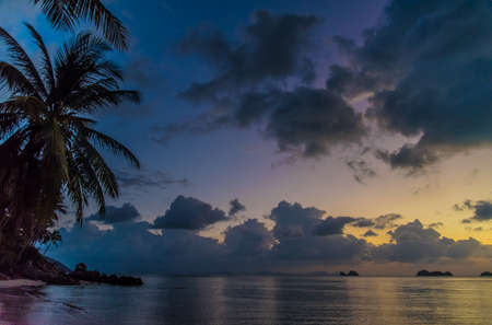 Beautiful sunset, tropical beach Samui, Thailand.の写真素材