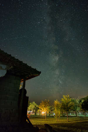 View of the Milky way from a rural, rustic areaの写真素材
