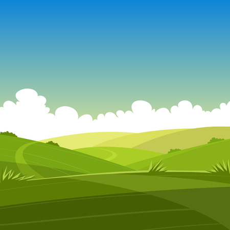 Cartoon Summer Landscapeのイラスト素材