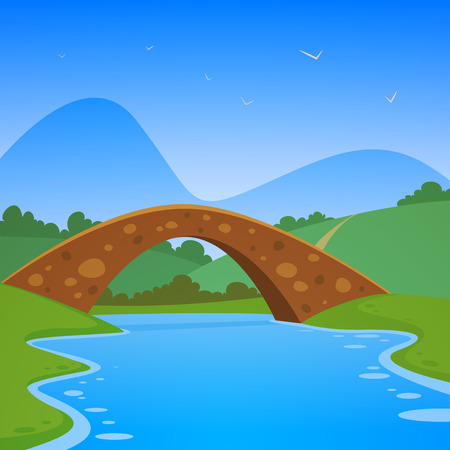 Landscape with bridgeのイラスト素材