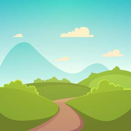 Summer Cartoon Landscapeのイラスト素材