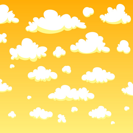 Yellow cartoon clouds backgroundのイラスト素材