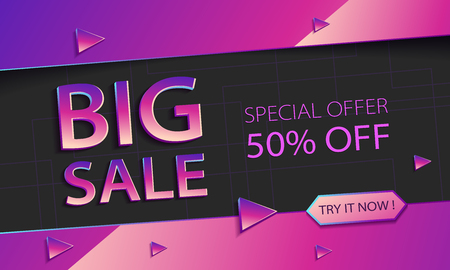Modern colorful sale banner template design. Big sale, percent 50 discount off. Vector illustration.のイラスト素材