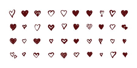 Set of hand drawn hearts icons. Vector illustration.のイラスト素材
