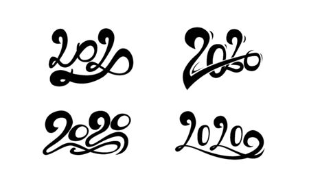 Set of 2020 year, isolated on white background. Vector illustration.のイラスト素材