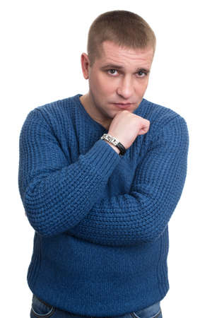 portrait of middle aged man isolatedの写真素材