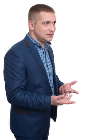 businessman gesture with hands isolatedの写真素材