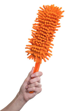 woman's hand holding a brush to clean the car glass isolated
