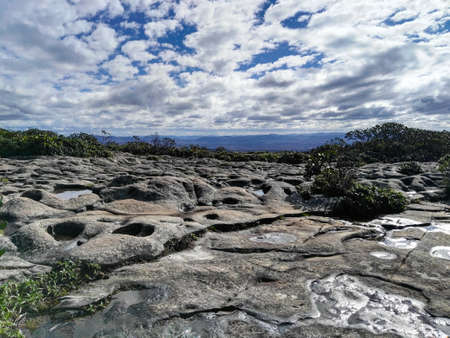 Top of rocky hill in Chapada Diamantinaの写真素材