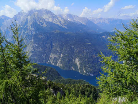 KÃ¶nigssee lake: view from the Jenner mountain - Berchtesgaden Alps, Germanyの写真素材