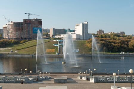 Fountains in Cheboksary Bayのeditorial素材