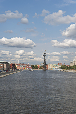 August 20, 2014: Photo of Moscow river, the statue of Peter the Great.のeditorial素材