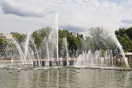 August 20, 2014: Photo of fountain in Gorky Park. Moscow.のeditorial素材