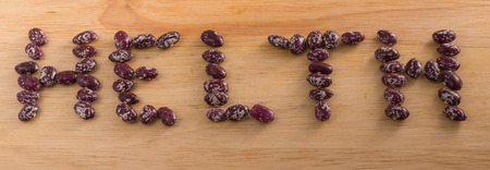 The inscription of the beans "Helth"の写真素材