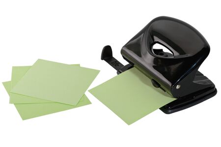 black hole punch for paper and several sheetsの写真素材