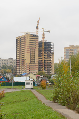 construction of a residential apartment building in the inner cityの写真素材