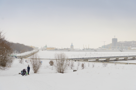 November 27, 2016: Photo of Cheboksary bay on the Volga River in winter. Chebocksary. Russia.のeditorial素材