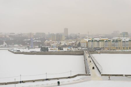 November 27, 2016: Photo of Cheboksary bay on the Volga River in winter. Chebocksary. Russia.のeditorial素材