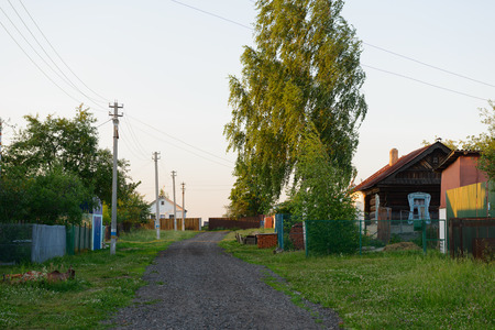 June 18, 2016: Ogush Street in the village of Sugaykasy, Kanashsky District, Chuvash Republic. Chuvashia. Russia.のeditorial素材