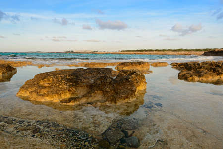 sea view from the low point of the rocky shore
