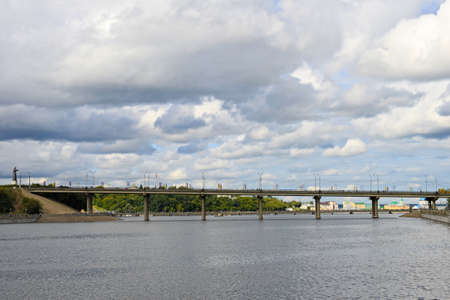 August 16, 2015: Moscow Bridge over Cheboksary Bay. Cheboksary. Russia.のeditorial素材