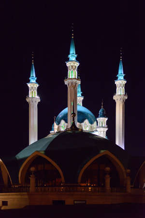 June 2, 2019: Kul-Sharif Mosque in Kazan at night. Kazan. Cheboksary.のeditorial素材