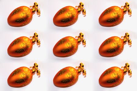 Christmas photo collage of christmas golden acorns.の写真素材