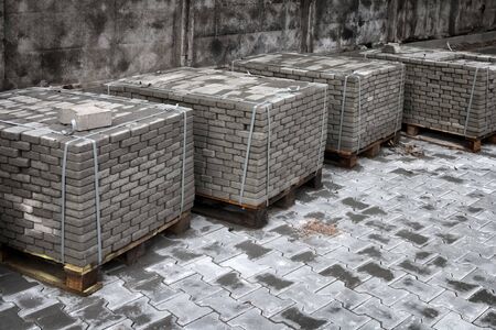 Pallets with folded paving slabsの写真素材
