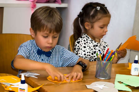 ODESSA, UKRAINE: Creative classes for first graders.のeditorial素材