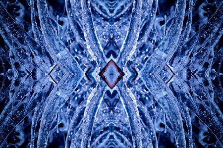 Digital painting, illustration. Icy background pattern of frozen branches.