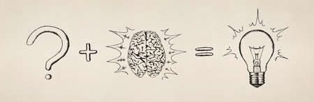 Concept of searching for solution. Sketch. Easily separating from the background.