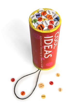 Conceptual firework unit with ideas confetti 