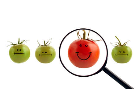 "The best" concept with painted tomatoes. Clipping path included.の写真素材
