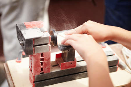 Training turning lathe for wood.