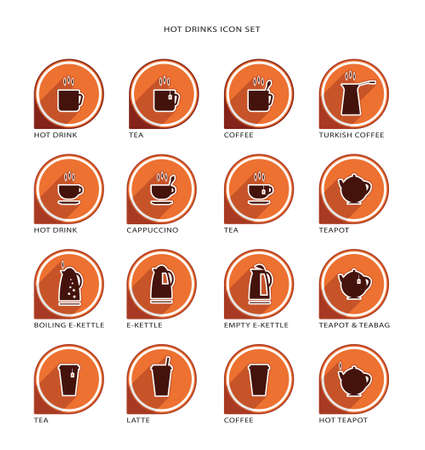 Hot drinks flat icon set.のイラスト素材