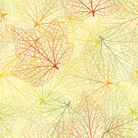 Seamless vector background. Green leaves with veins.のイラスト素材