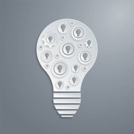 light bulb with cogs gears. Creativity concept.のイラスト素材