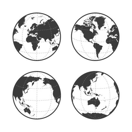 Globe earth vector icon set on white backgroundのイラスト素材