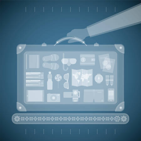 Vector concept of xray airport scanner for tourism and business travel industryのイラスト素材
