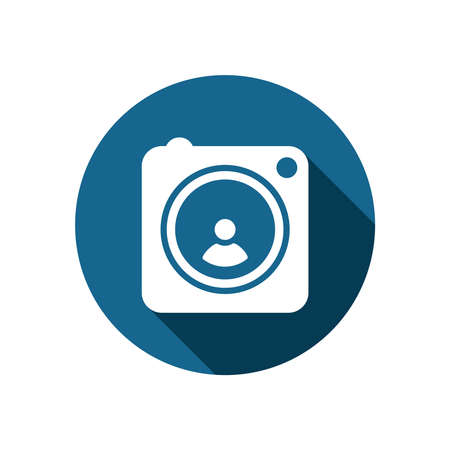 Full frame square camera icon with long shadow in modern flat hipster styleのイラスト素材