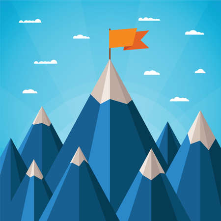 Vector success or leadership concept with mountain landscapeのイラスト素材