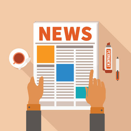 morning newspaper reading conceptのイラスト素材