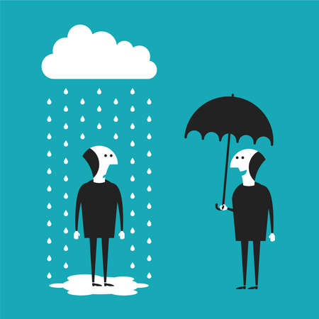 Businessman with umbrella vector concept in flat cartoon styleのイラスト素材