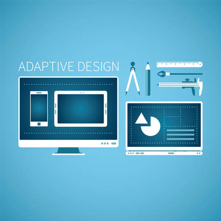 Adaptive web graphic design development vector concept in flat styleのイラスト素材
