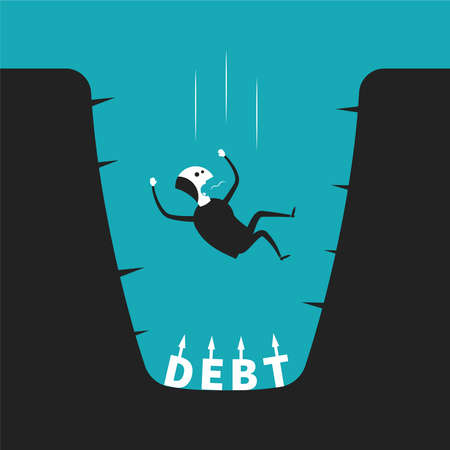 concept of debt pit in flat cartoon styleのイラスト素材