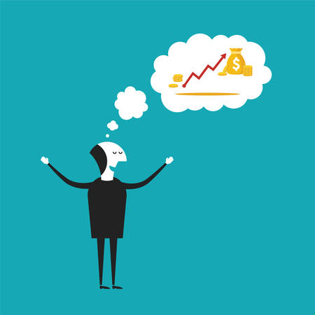 Dreaming about wealth concept in flat cartoon styleのイラスト素材