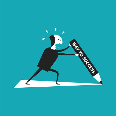 Independent way to success concept in flat cartoon styleのイラスト素材