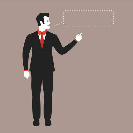 Speaking businessman vector concept in modern flat styleのイラスト素材