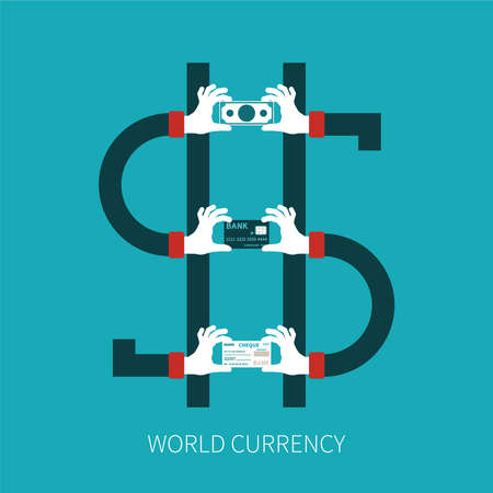 World currency vector concept in flat styleのイラスト素材